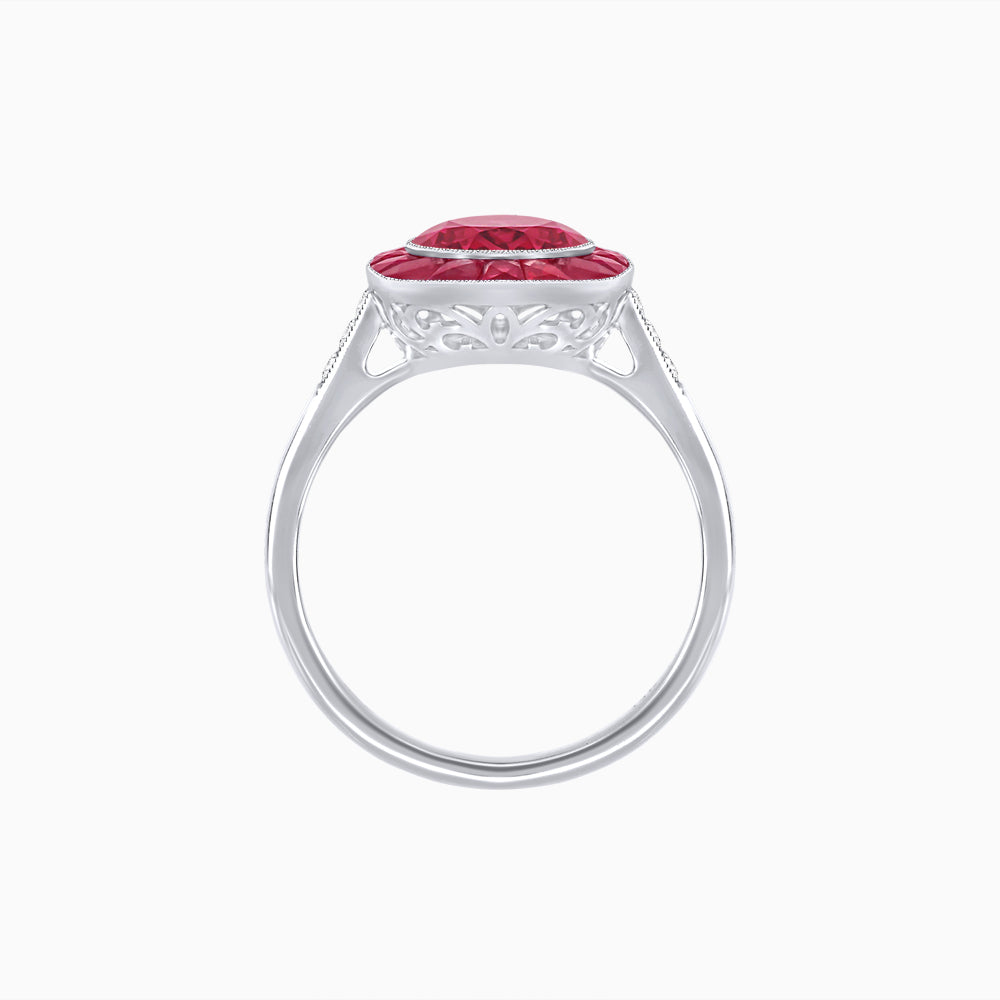 Antique Inspired Gemstone Halo Ring