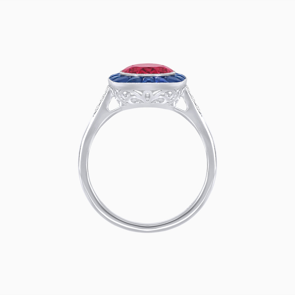 Antique Inspired Gemstone Halo Ring