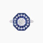 Load image into Gallery viewer, Art Deco Inspired Octagonal- shaped Geometric Ring with Diamond
