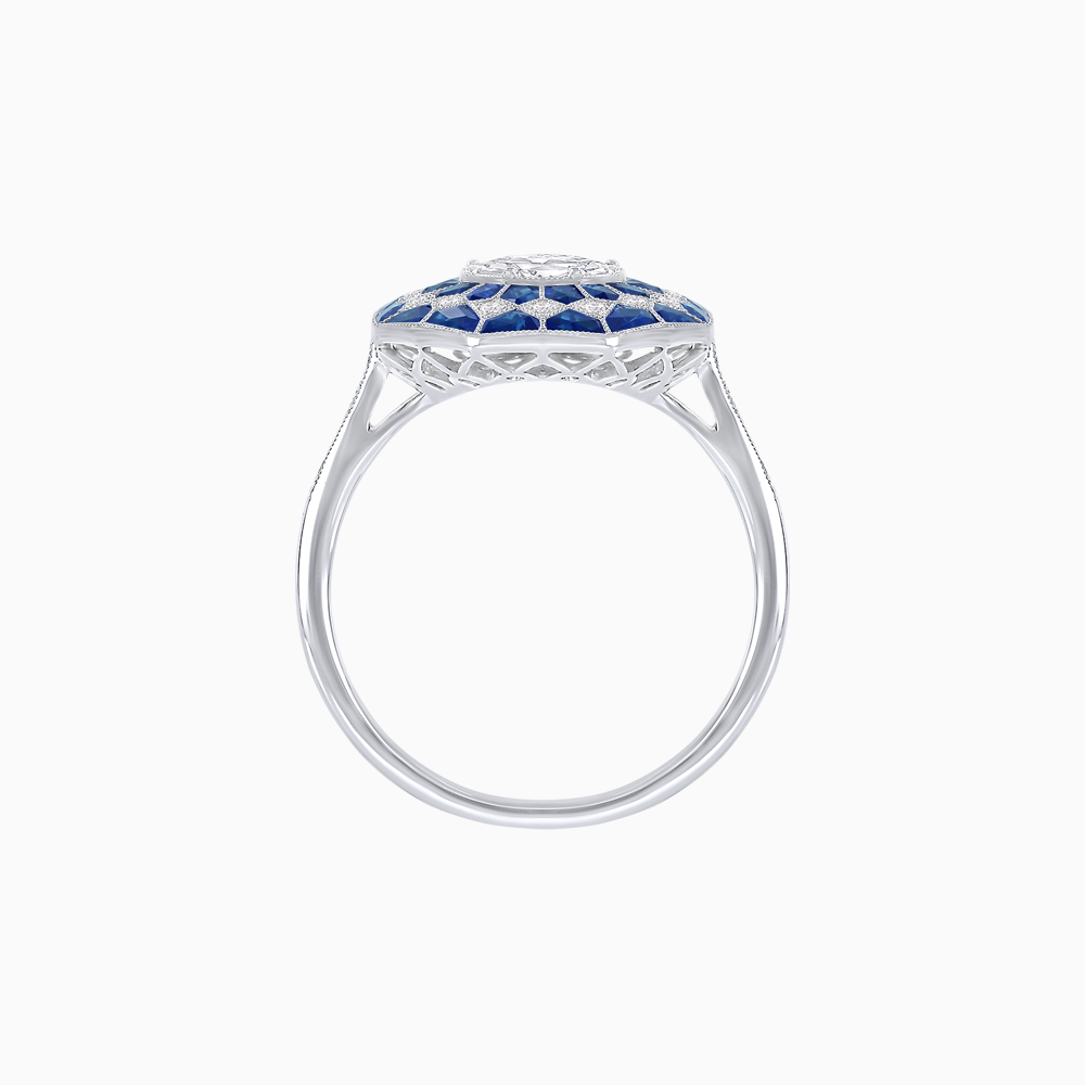 Art Deco Inspired Octagonal- shaped Geometric Ring with Diamond