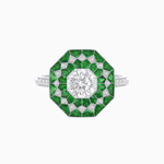 Load image into Gallery viewer, Art Deco Inspired Octagonal- shaped Geometric Ring with Diamond
