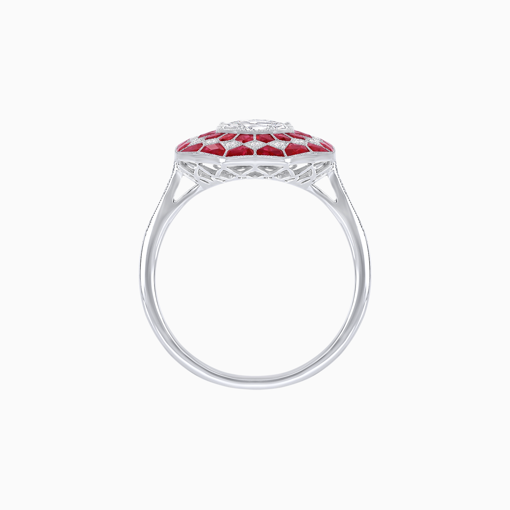 Art Deco Inspired Octagonal- shaped Geometric Ring with Diamond