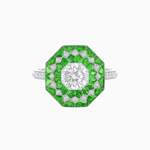 Load image into Gallery viewer, Art Deco Inspired Octagonal- shaped Geometric Ring with Diamond
