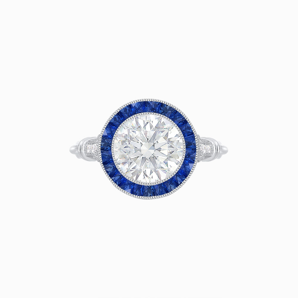 Vintage Inspired Round Diamond Halo Ring