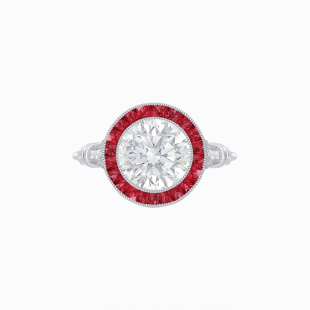 Vintage Inspired Round Diamond Halo Ring