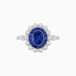 Load image into Gallery viewer, Vintage Inspired Oval French-Cut Double Halo Floral Ring