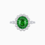 Load image into Gallery viewer, Vintage Inspired Oval French-Cut Double Halo Floral Ring