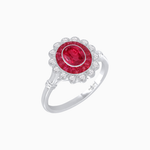 Load image into Gallery viewer, Vintage Inspired Oval French-Cut Double Halo Floral Ring