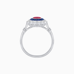 Load image into Gallery viewer, Vintage Inspired Oval French-Cut Double Halo Floral Ring
