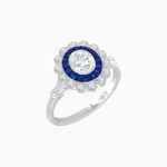 Load image into Gallery viewer, Vintage Inspired Oval French-Cut Double Halo Floral Ring