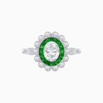 Load image into Gallery viewer, Vintage Inspired Oval French-Cut Double Halo Floral Ring