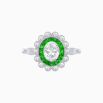 Load image into Gallery viewer, Vintage Inspired Oval French-Cut Double Halo Floral Ring
