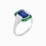 Load image into Gallery viewer, Art Deco Style French Cut Sapphire Ring With Gemstone
