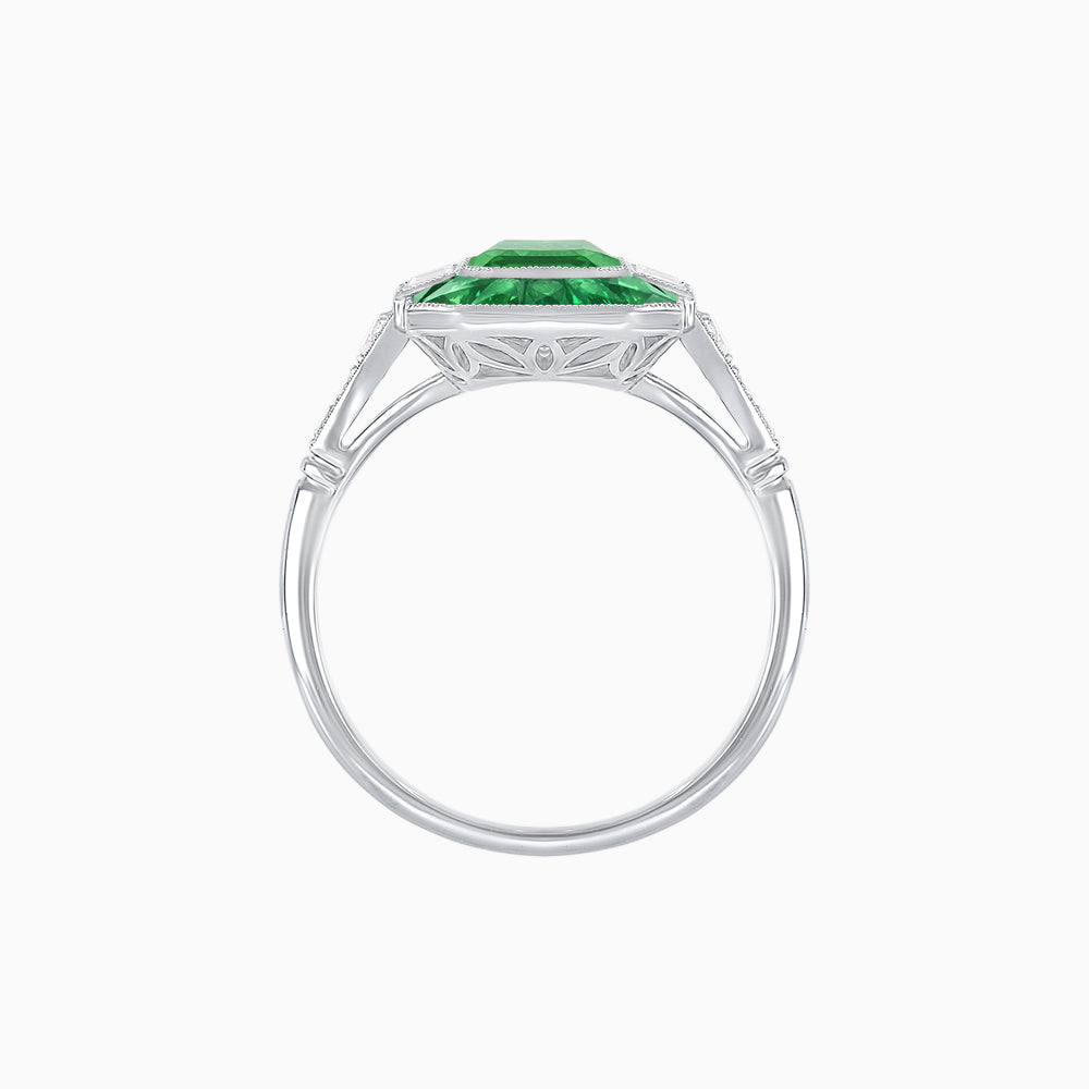 Art Deco Style French Cut Sapphire Ring With Gemstone