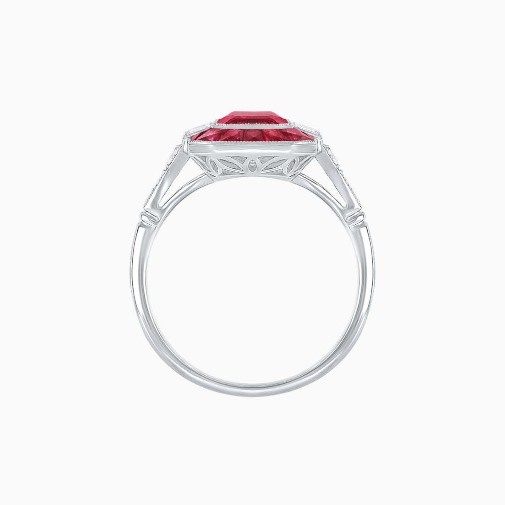 Art Deco Style French Cut Sapphire Ring With Gemstone