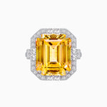 Load image into Gallery viewer, Art Deco Style Emerald Cut Semi-Precious Gemstone Ring with Octagonal Diamond Halo