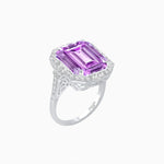 Load image into Gallery viewer, Art Deco Style Emerald Cut Semi-Precious Gemstone Ring with Octagonal Diamond Halo