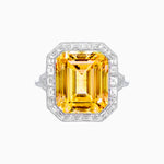 Load image into Gallery viewer, Art Deco Style Emerald Cut Gemstone Ring with Baguette Diamond Halo