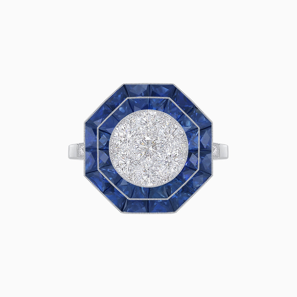 Art Deco Inspired Octagon Illusion Setting Diamond Ring