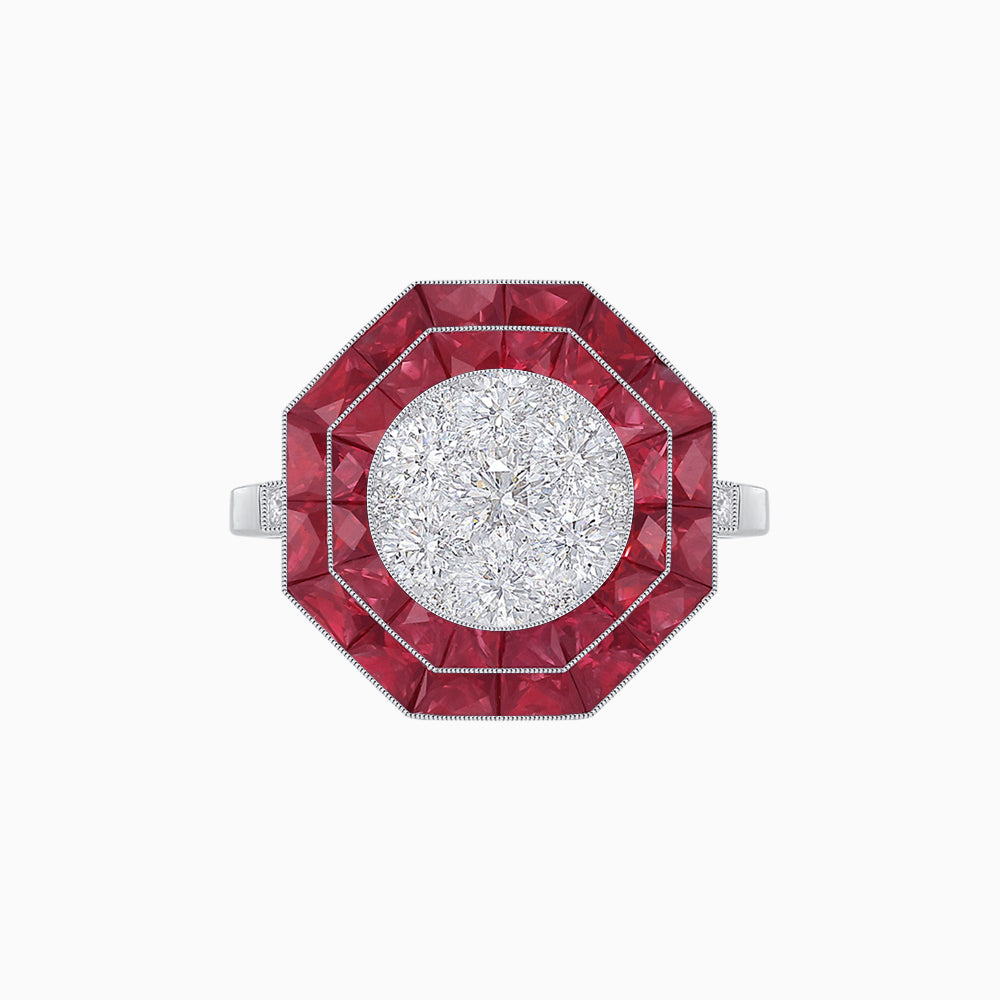 Art Deco Inspired Octagon Illusion Setting Diamond Ring