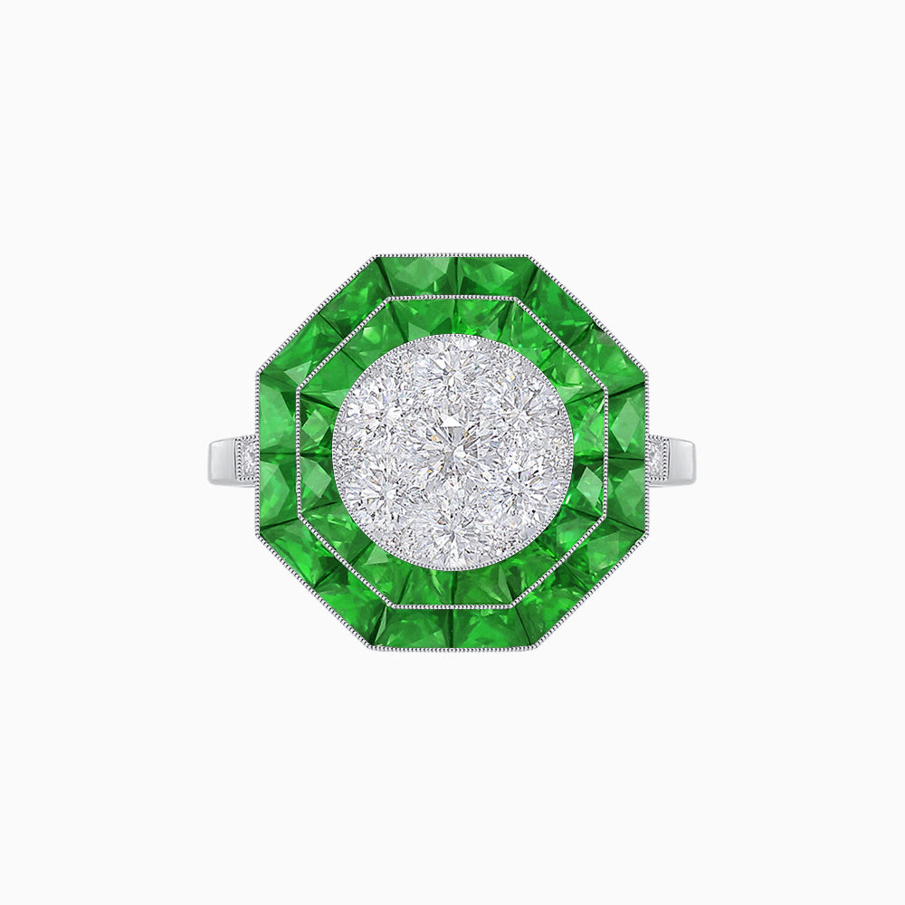 Art Deco Inspired Octagon Illusion Setting Diamond Ring