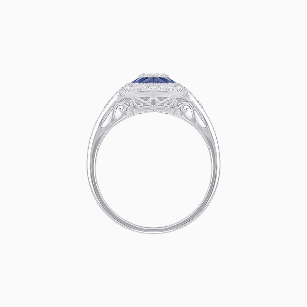 Art Deco Inspired Marquise Illusion-Set Double Halo Ring