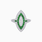 Load image into Gallery viewer, Art Deco Inspired Marquise Illusion-Set Double Halo Ring