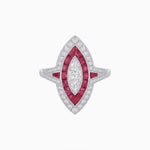 Load image into Gallery viewer, Art Deco Inspired Marquise Illusion-Set Double Halo Ring