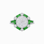 Load image into Gallery viewer, Art Deco Inspired Hexagon Halo Ring In Illusion Setting
