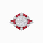 Load image into Gallery viewer, Art Deco Inspired Hexagon Halo Ring In Illusion Setting
