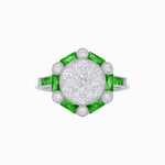 Load image into Gallery viewer, Art Deco Inspired Hexagon Halo Ring In Illusion Setting
