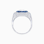 Load image into Gallery viewer, Art Deco Inspired Round Center Octagonal Calibré-Cut Halo Engagement Ring