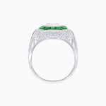 Load image into Gallery viewer, Art Deco Inspired Round Center Octagonal Calibré-Cut Halo Engagement Ring