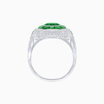 Load image into Gallery viewer, Art Deco Inspired Round Center Octagonal Calibré-Cut Halo Engagement Ring