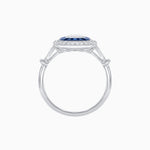 Load image into Gallery viewer, Art Deco Inspired Emerald Cut Halo Ring with Calibré Gems