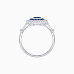 Load image into Gallery viewer, Art Deco Inspired Emerald Cut Halo Ring with Calibré Gems