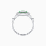 Load image into Gallery viewer, Art Deco Inspired Emerald Cut Halo Ring with Calibré Gems