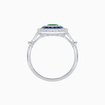 Load image into Gallery viewer, Art Deco Inspired Emerald Cut Halo Ring with Calibré Gems