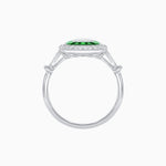 Load image into Gallery viewer, Art Deco Inspired Emerald Cut Halo Ring with Calibré Gems