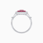 Load image into Gallery viewer, Art Deco Inspired Emerald Cut Halo Ring with Calibré Gems