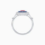Load image into Gallery viewer, Art Deco Inspired Emerald Cut Halo Ring with Calibré Gems