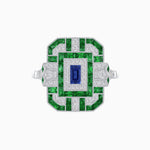 Load image into Gallery viewer, Art Deco Inspired Emerald Cut Ring with Diamonds and Gemstones
