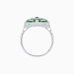 Load image into Gallery viewer, Art Deco Inspired Emerald Cut Ring with Diamonds and Gemstones