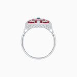 Load image into Gallery viewer, Art Deco Inspired Emerald Cut Ring with Diamonds and Gemstones