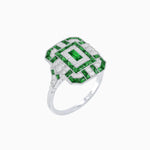 Load image into Gallery viewer, Art Deco Inspired Emerald Cut Ring with Diamonds and Gemstones