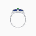 Load image into Gallery viewer, Art Deco Inspired Emerald Cut Ring with Diamonds and Gemstones