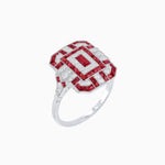 Load image into Gallery viewer, Art Deco Inspired Emerald Cut Ring with Diamonds and Gemstones