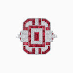 Load image into Gallery viewer, Art Deco Inspired Emerald Cut Ring with Diamonds and Gemstones