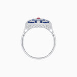 Load image into Gallery viewer, Art Deco Inspired Emerald Cut Ring with Diamonds and Gemstones