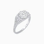 Load image into Gallery viewer, Vintage-Inspired Cushion Cut Ring with Diamond Accents and Hand-Engraved Details